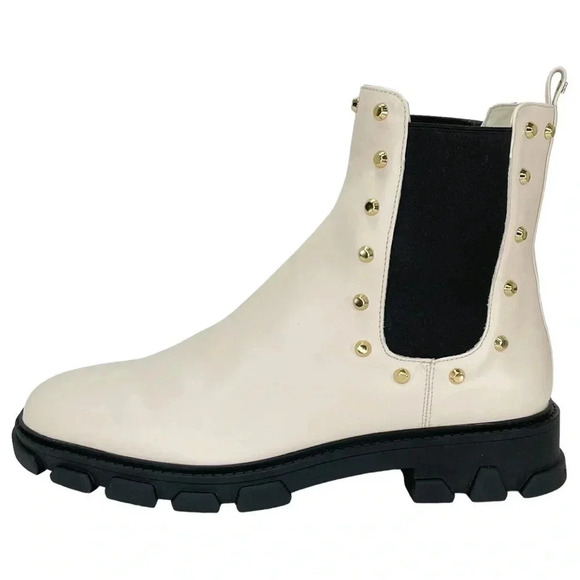 Michael Kors Ridley Cream Leather Studded Womens Ankle Boots Size 9.5M NWOB - Picture 2 of 15